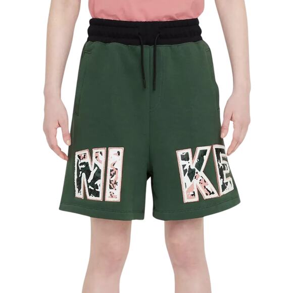 Nike Shorts Womens Small Green French Terry Elastic Waist High Rise Athletic - Picture 1 of 9